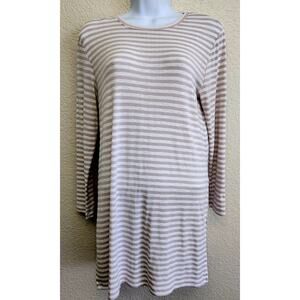 Old Navy Tan White Striped Long Sleeves Top Small Lightweight Soft Stretchy